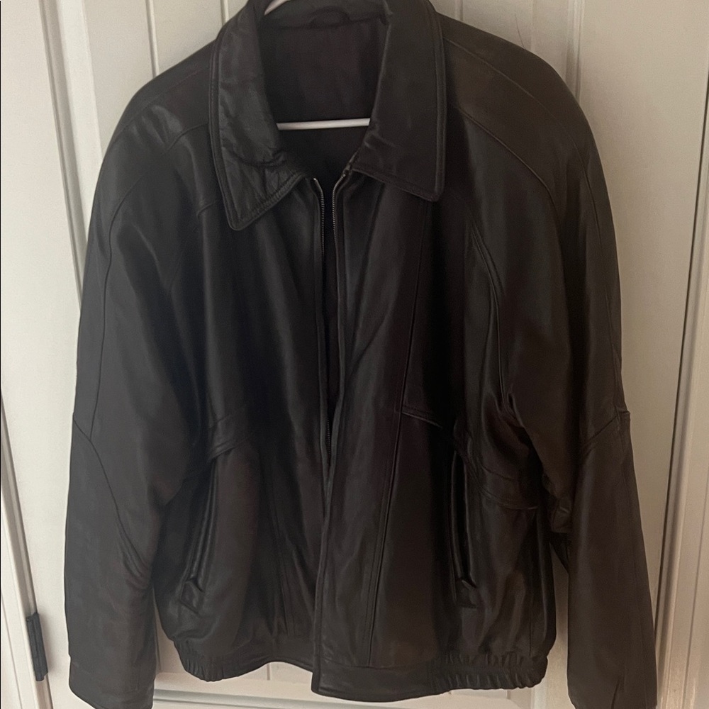 Men's/unisex Dark Brown Leather Jacket